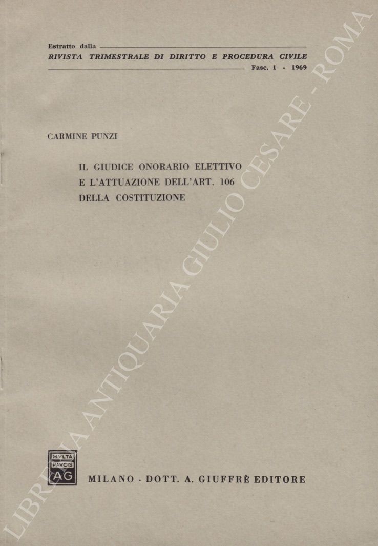 Il giudice onorario elettivo e l'attuazione dell'Art.106