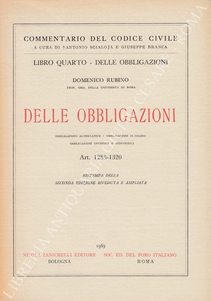 Delle obbligazioni. Obbligazioni alternative. Obbligazioni in solido. Obbligazioni divisibili e indivisibili