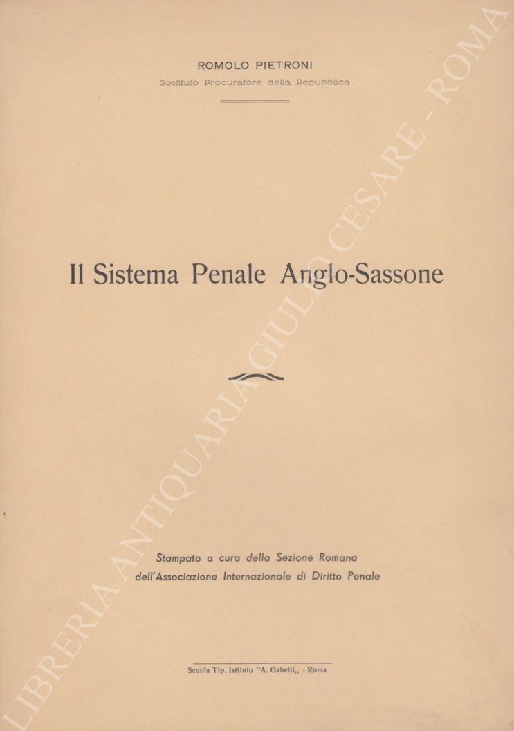 Il Sistema Penale Anglo-Sassone