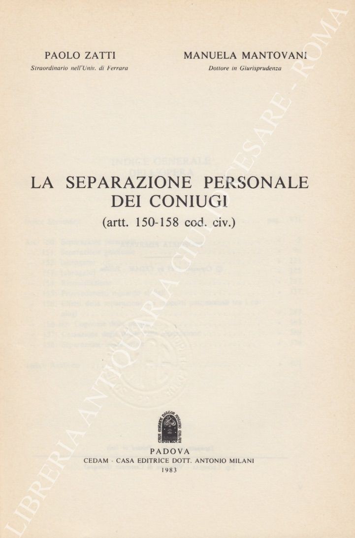 La separazione personale dei coniugi