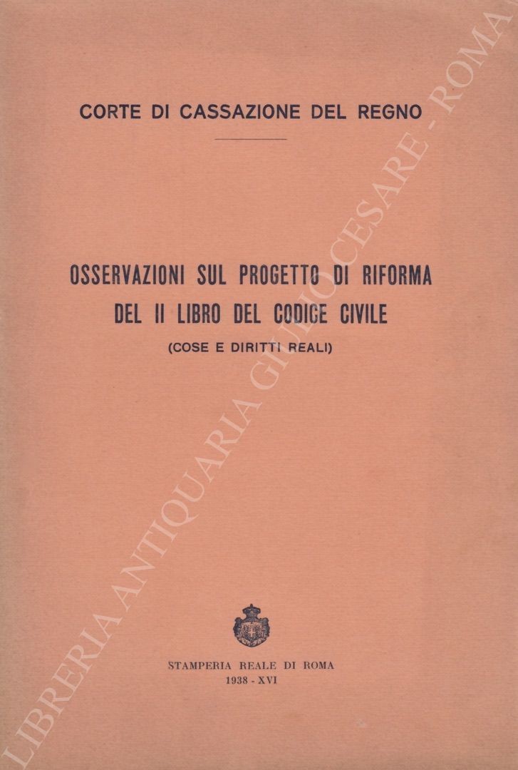 Osservazioni sul progetto di riforma del II libro del Codice Civile