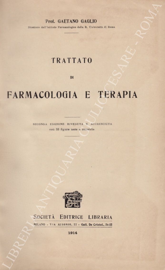 Trattato di farmacologia e terapia