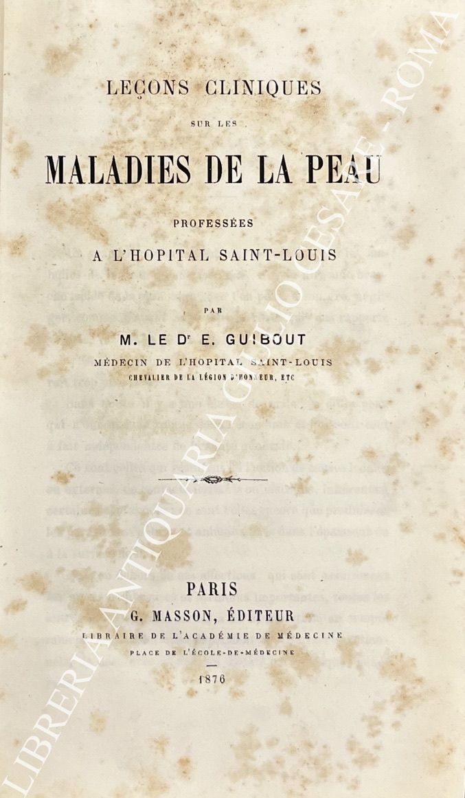 Lecons cliniques sur les maladies de la peau