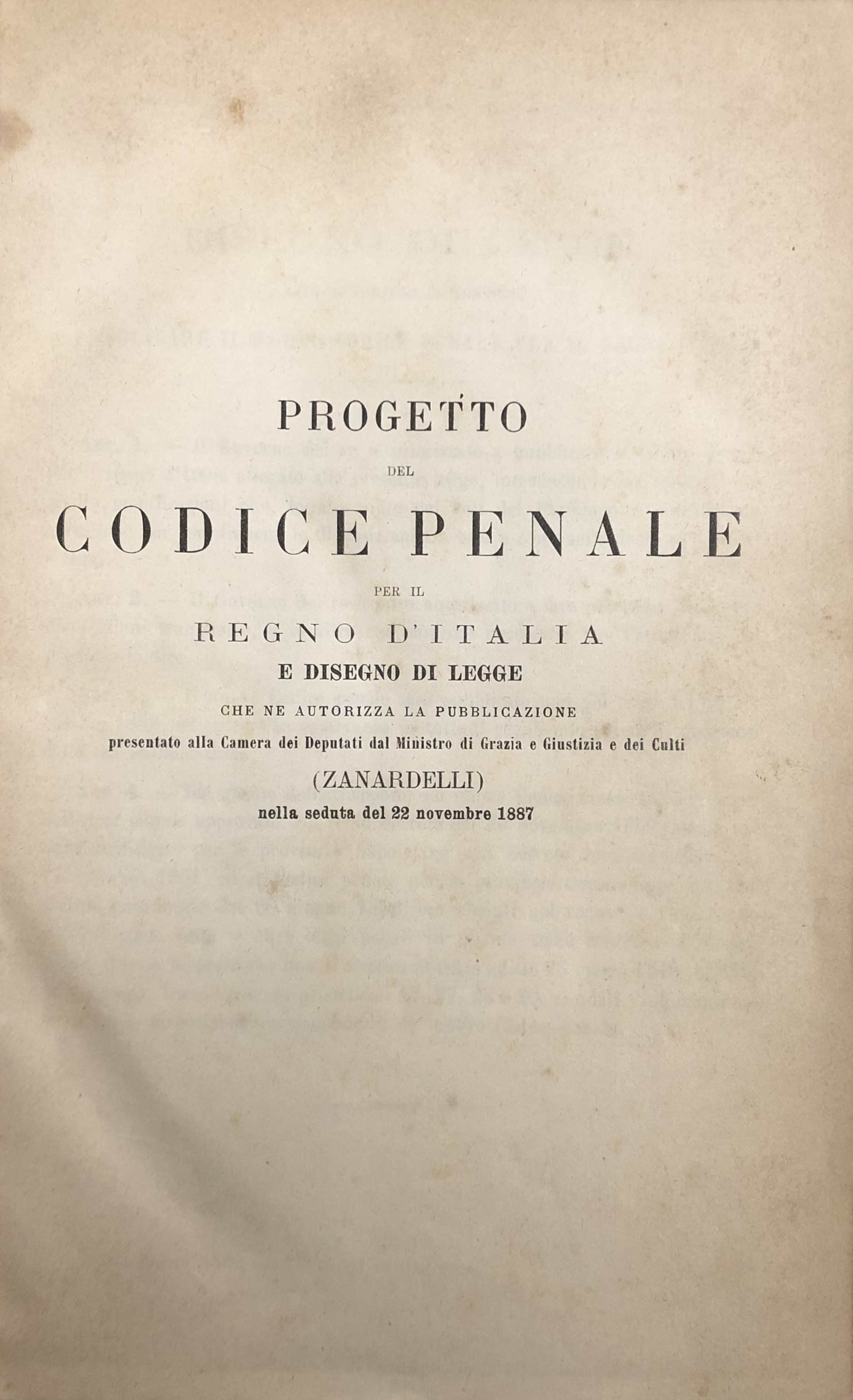 Progetto del Codice penale per il Regno d'Italia