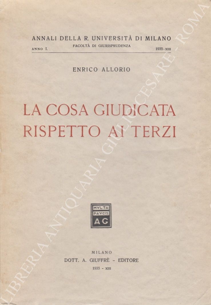 La cosa giudicata rispetto ai terzi