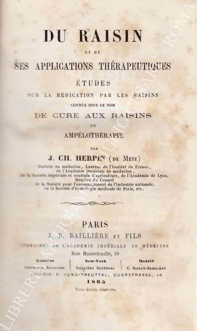 Du raisin et de ses applications therapeutiques