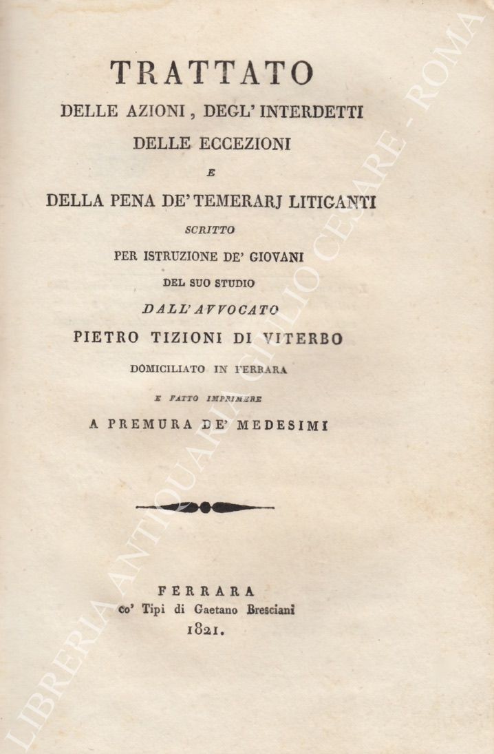 Trattato delle azioni, degl'interdetti delle eccezioni