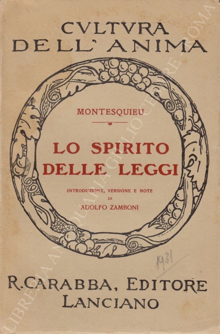 Lo spirito delle leggi. Introduzione versione