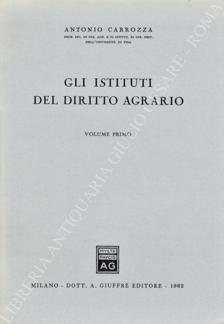 Gli istituti di diritto agrario