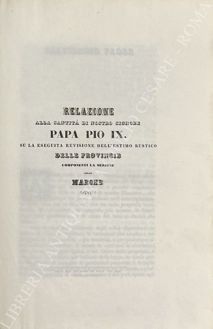 Relazione alla Santità di Nostro Signore Papa Pio IX