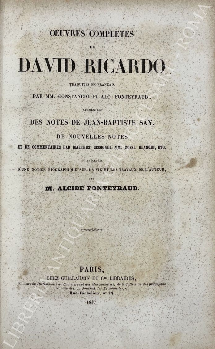 Oeuvres completes de David Ricardo