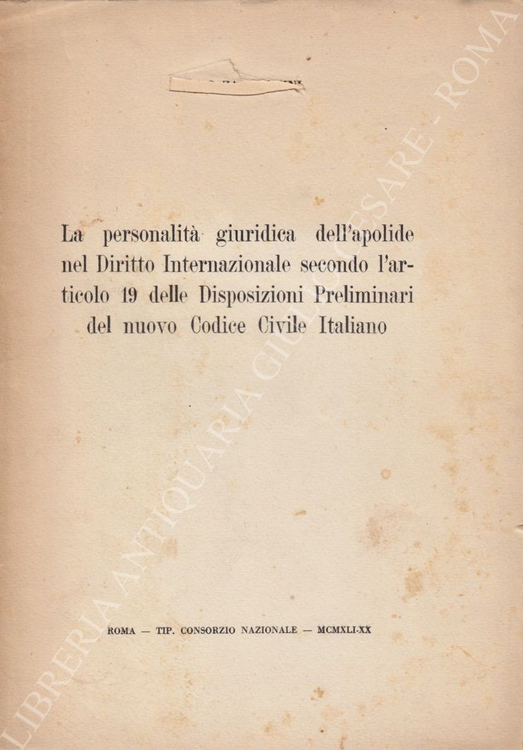 La personalità giuridica dell'apolide nel Diritto Internazionale