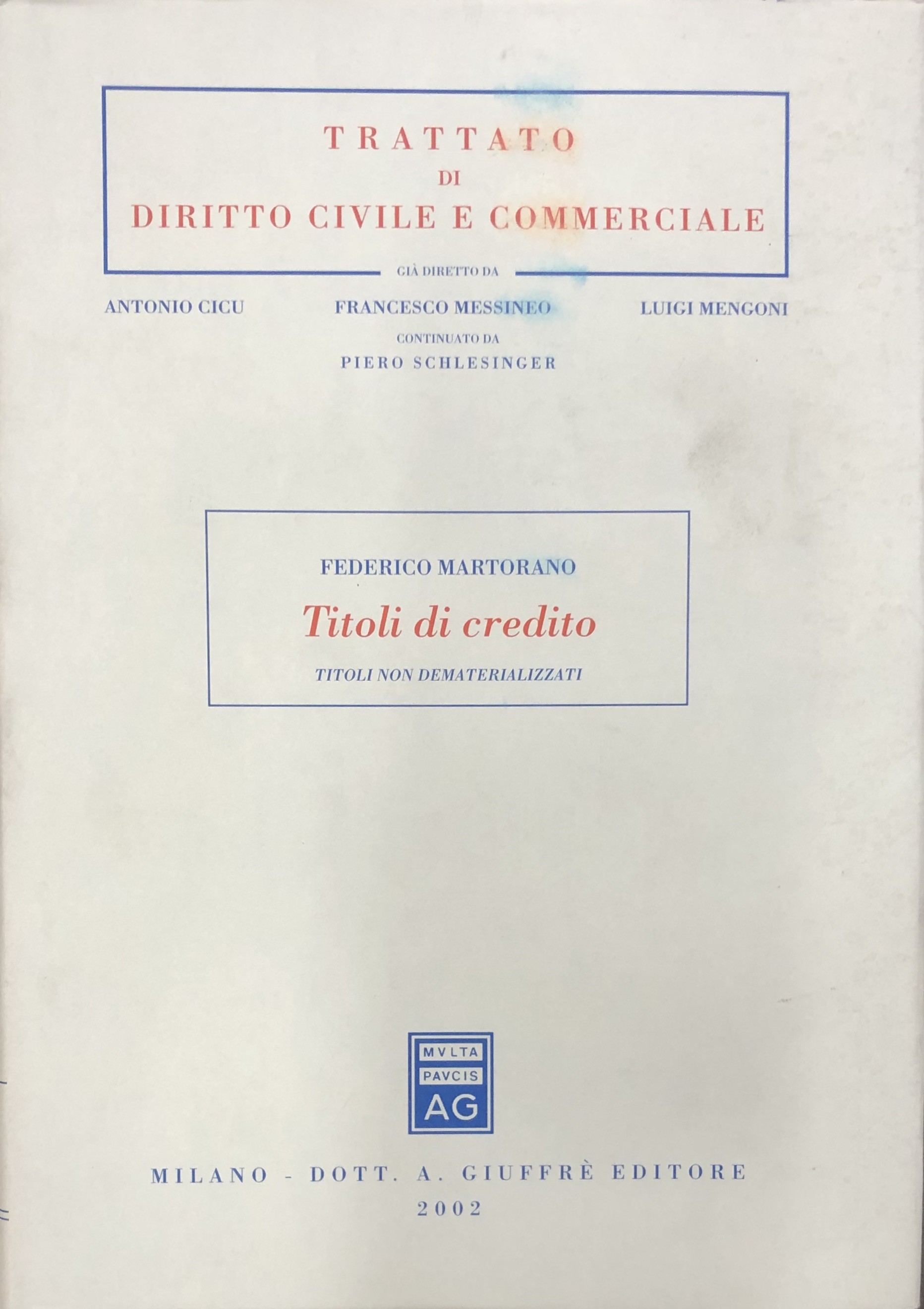 Titoli di credito. Titoli non dematerializzati