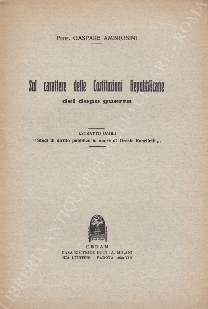 Sul carattere delle Costituzioni Repubblicane