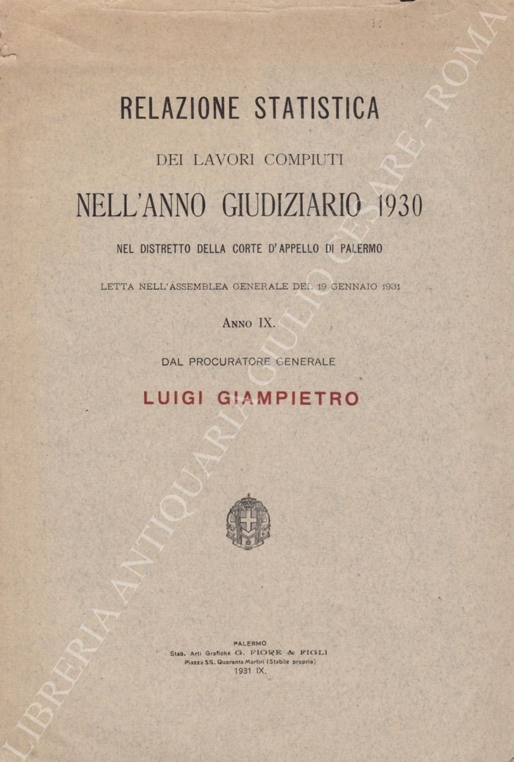 Relazione statistica dei lavori compiuti 