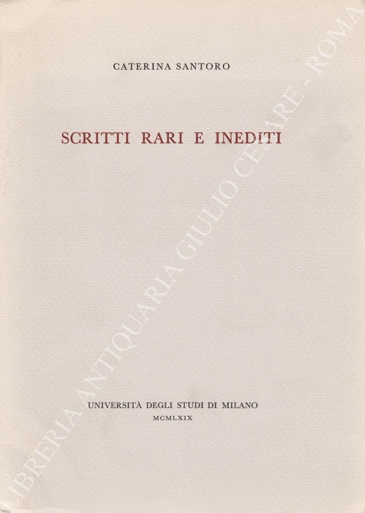 Scritti rari e inediti