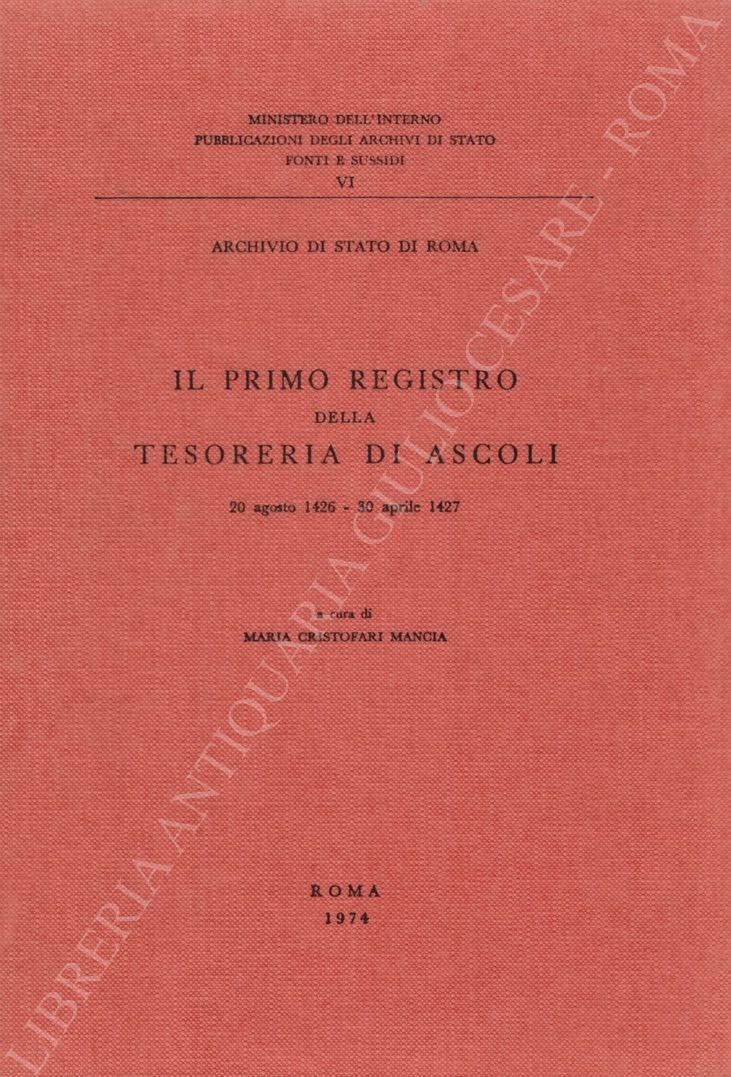 Il primo registro della tesoreria di Ascoli 