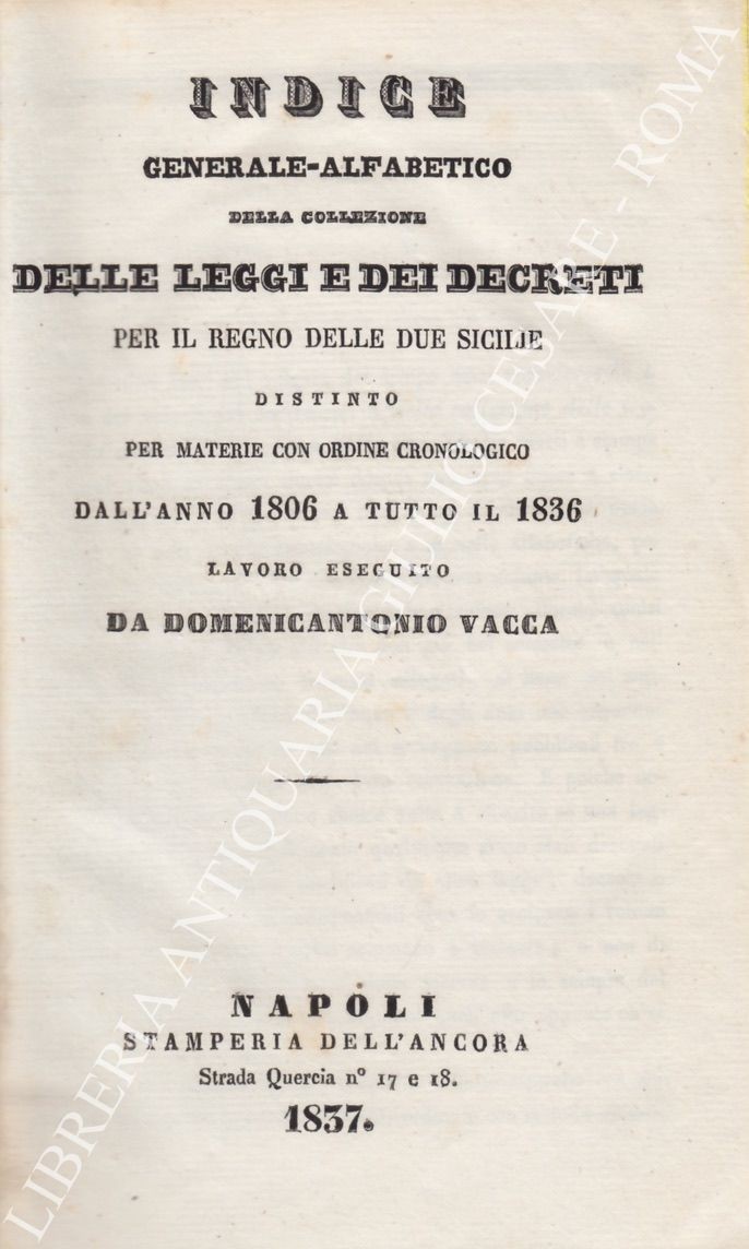 Indice generale-alfabetico della Collezione delle leggi