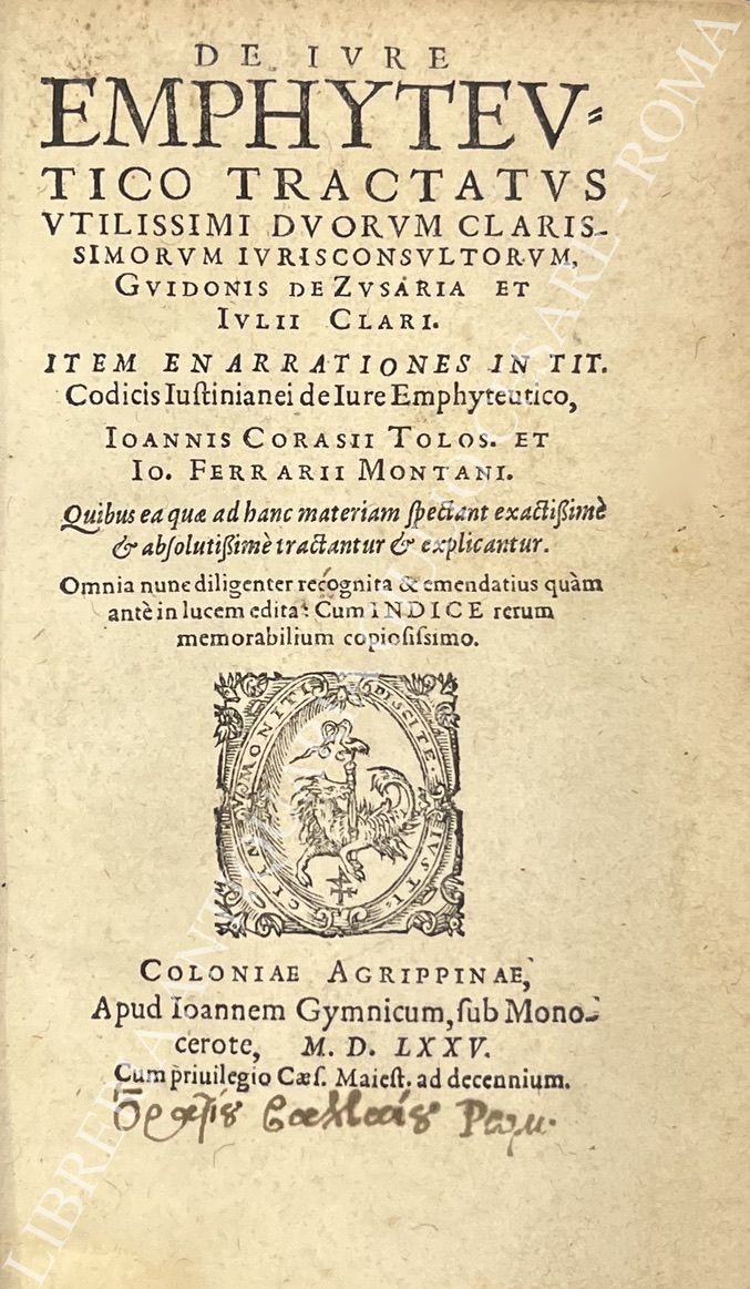 De iure emphyteutico tractatus utilissimi duorum 