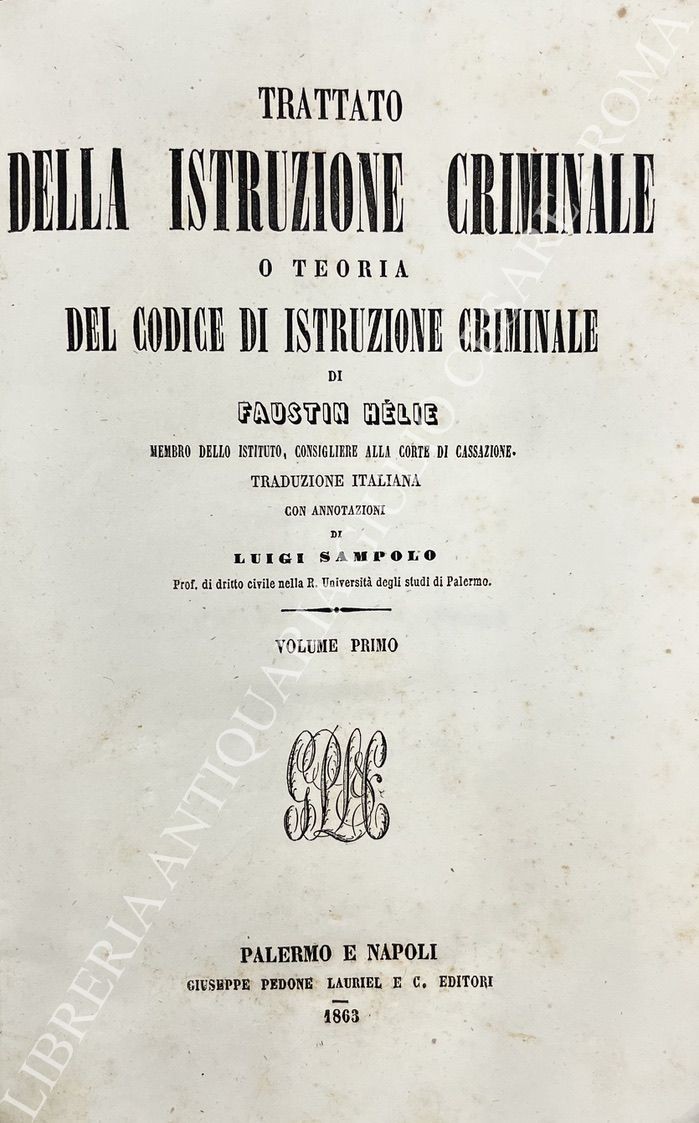 Trattato della istruzione criminale 