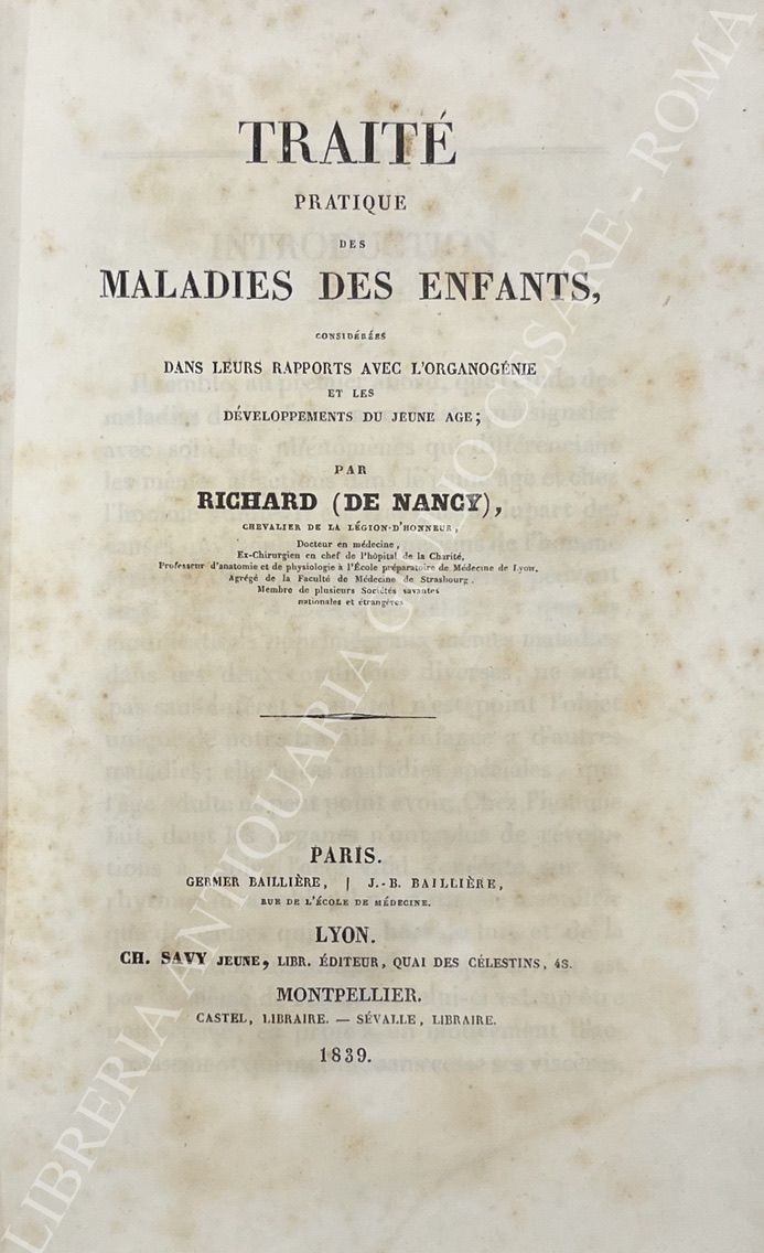 Traitè pratique des maladies des enfants