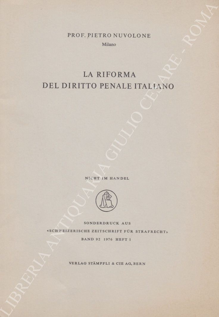 La riforma del diritto penale italiano