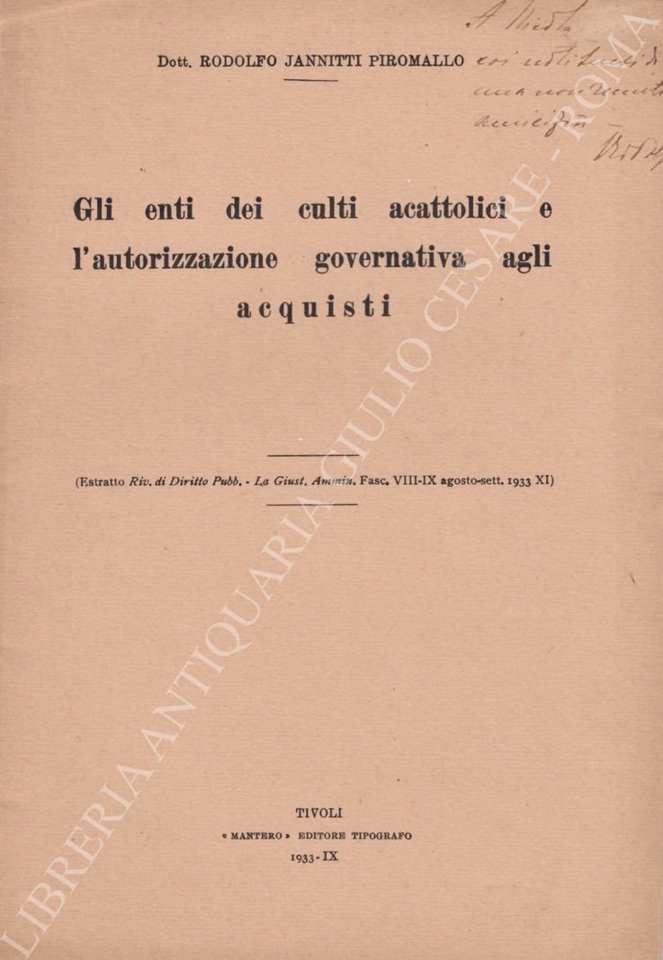Gli enti dei culti cattolici e l'autorizzazione governativa agli acquisti