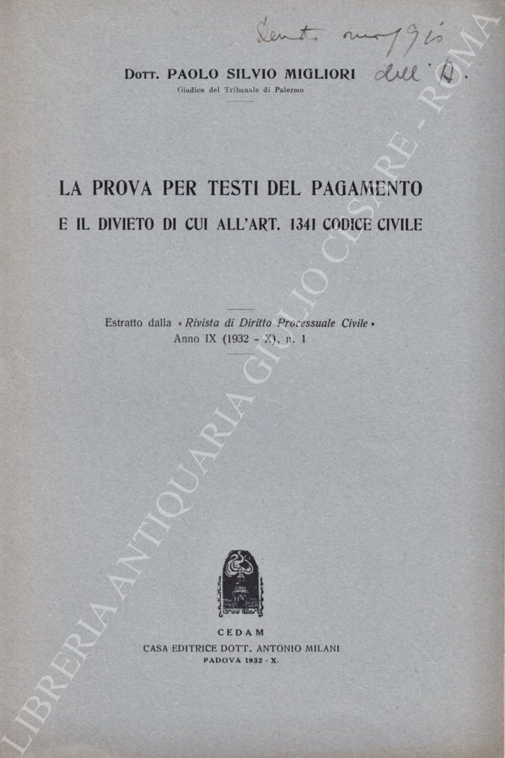 La prova per testi del pagamento