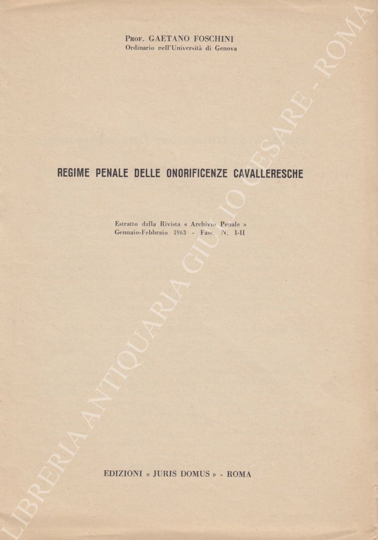 Regime penale delle onorificenze cavalleresche