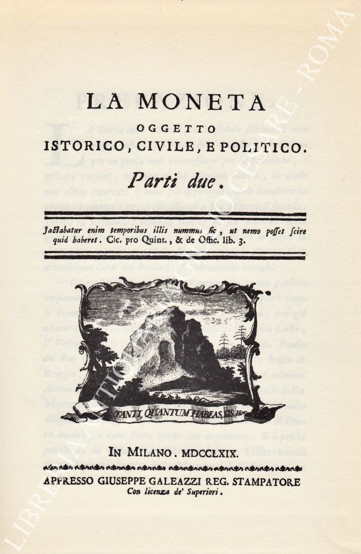 La moneta oggetto istorico, civile, e politico