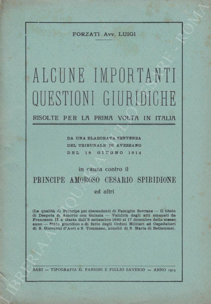 Alcune importanti questioni giuridiche
