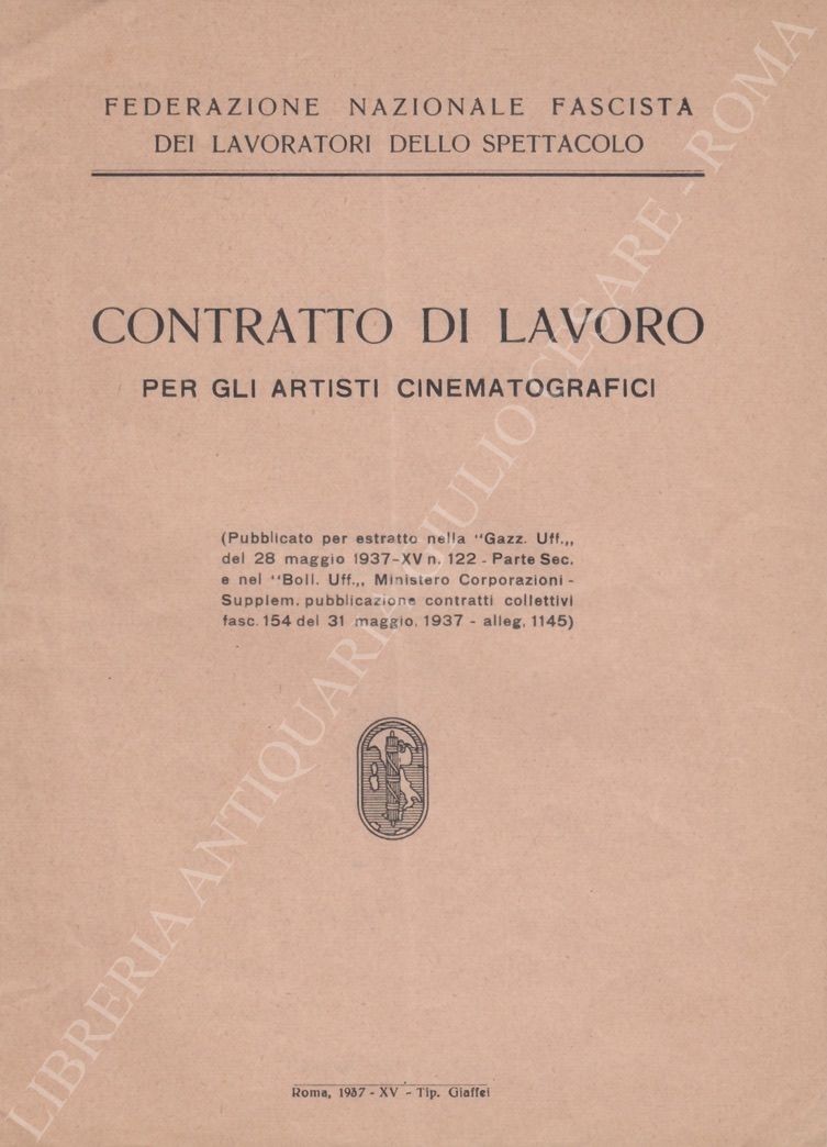 Contratto di lavoro per gli artisti cinematografici