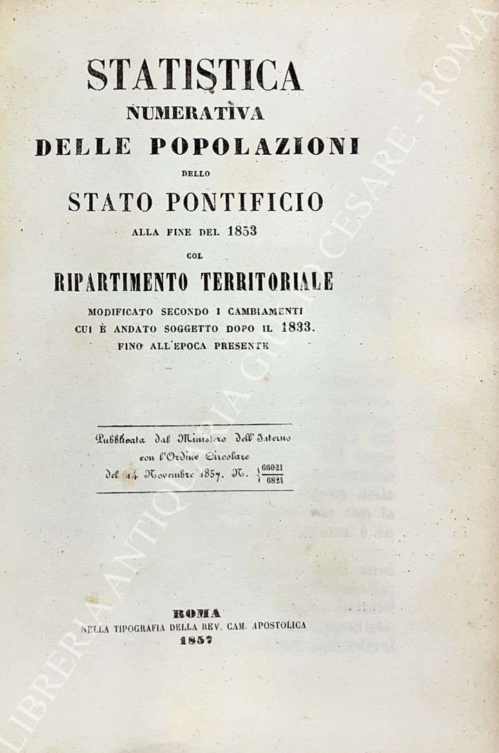 Statistica numerativa delle popolazioni dello Stato Pontificio