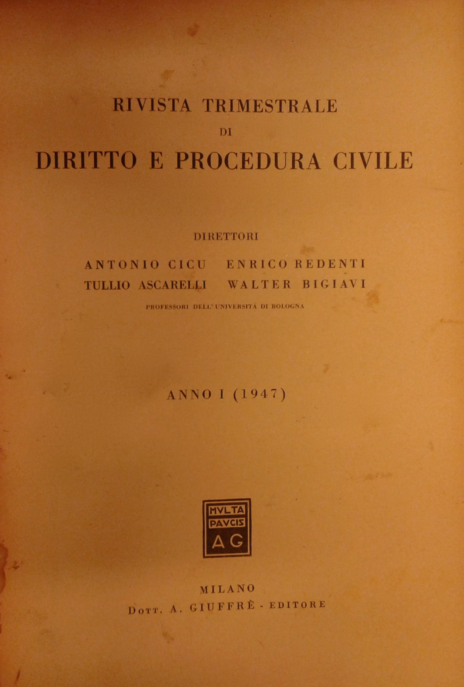Rivista trimestrale di diritto e procedura civile.