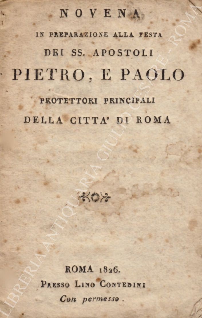 Novena in preparazione alla festa dei SS. Apostoli Pietro, e Paolo