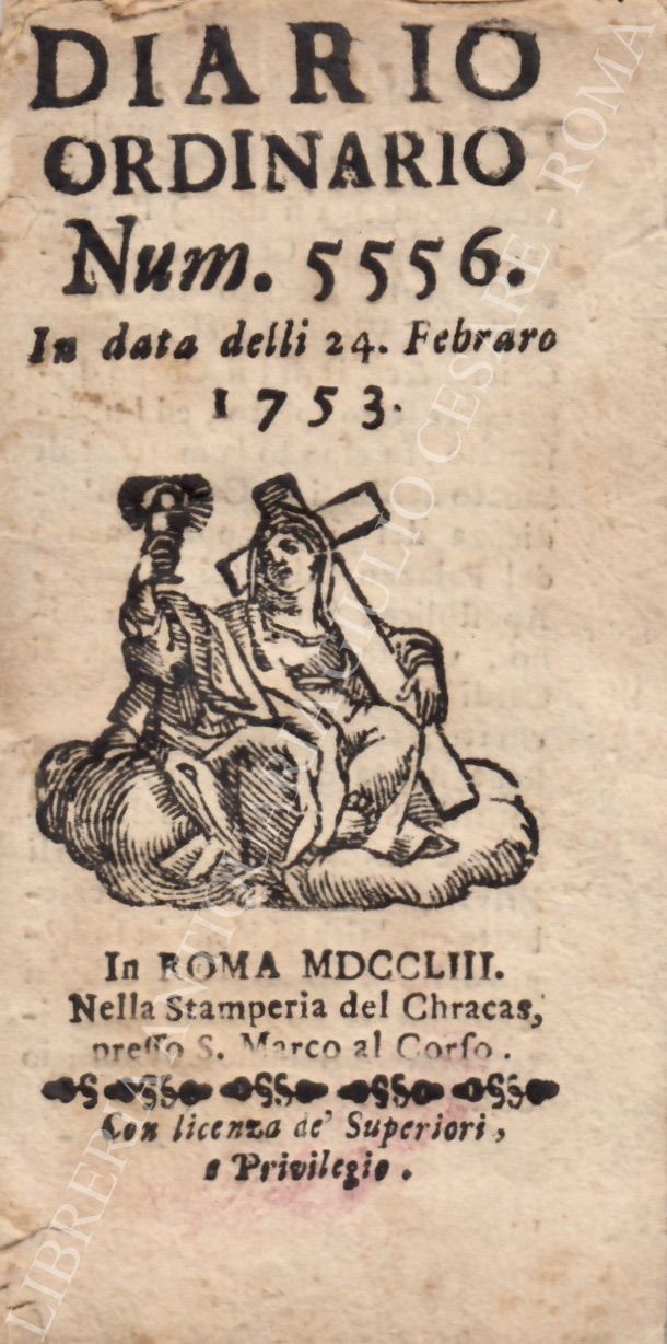 Diario ordinario Num. 5556. In data delli 24 Febraro 1753