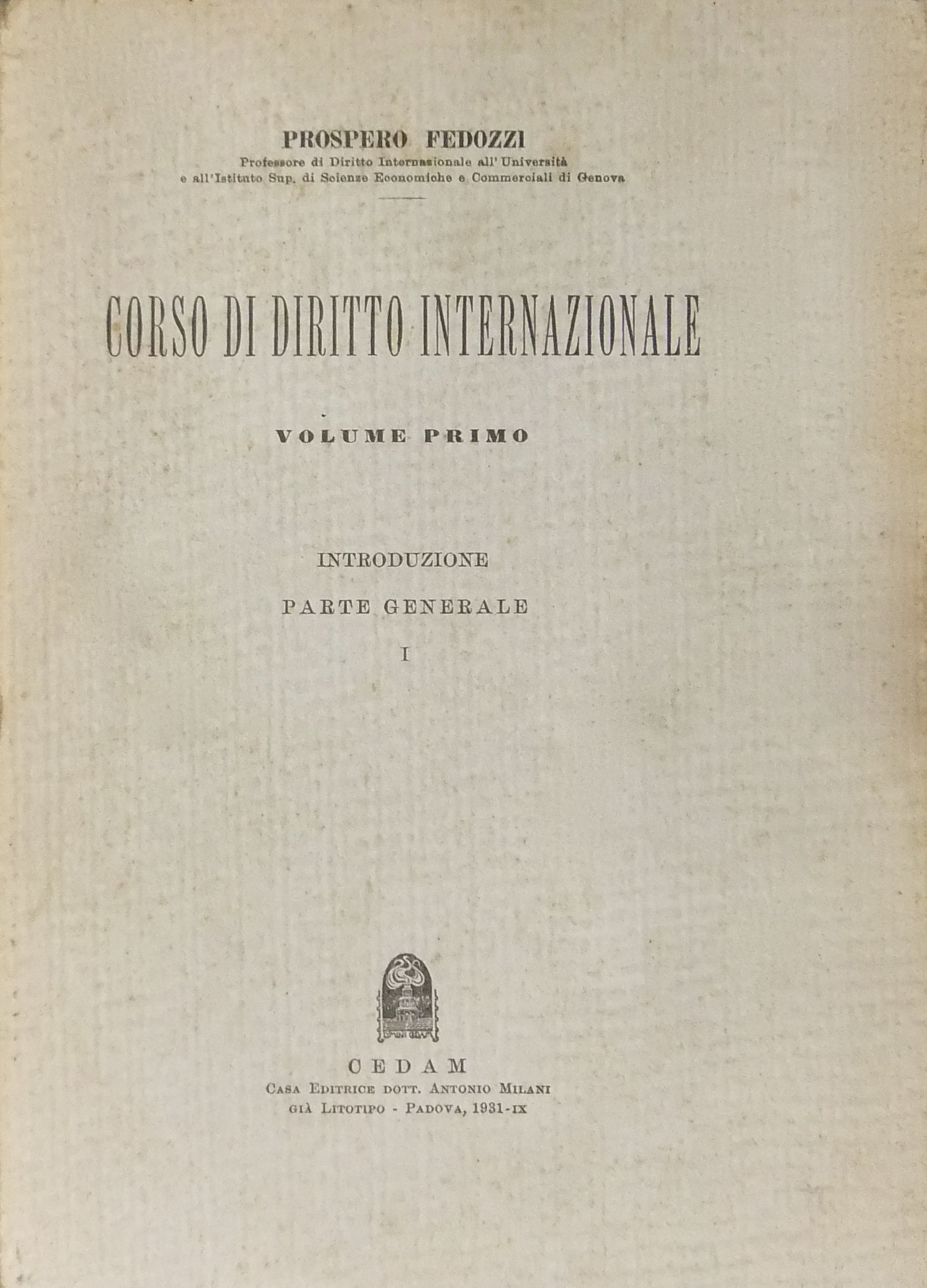 Corso di diritto internazionale.