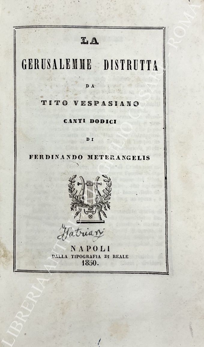 La Gerusalemme distrutta da Tito Vespasiano. Canti dodici 