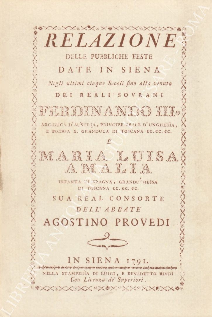 Relazione delle pubbliche feste date in Siena