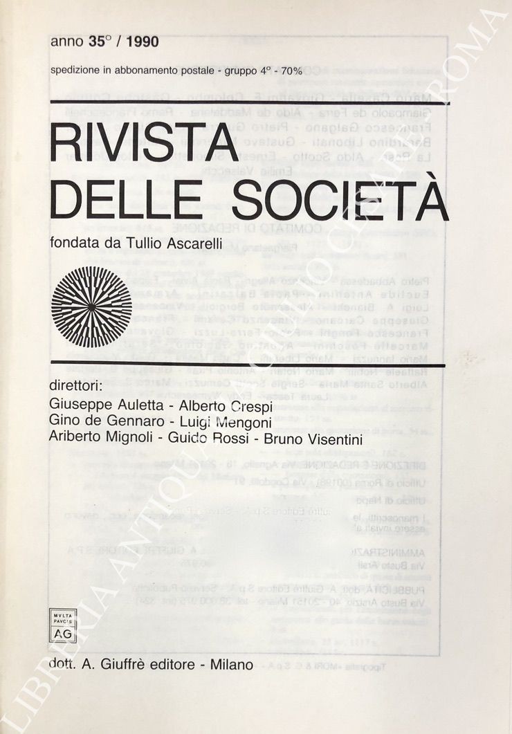 Rivista delle società. Fondata da Tullio Ascarelli. Anno 35° - 1990
