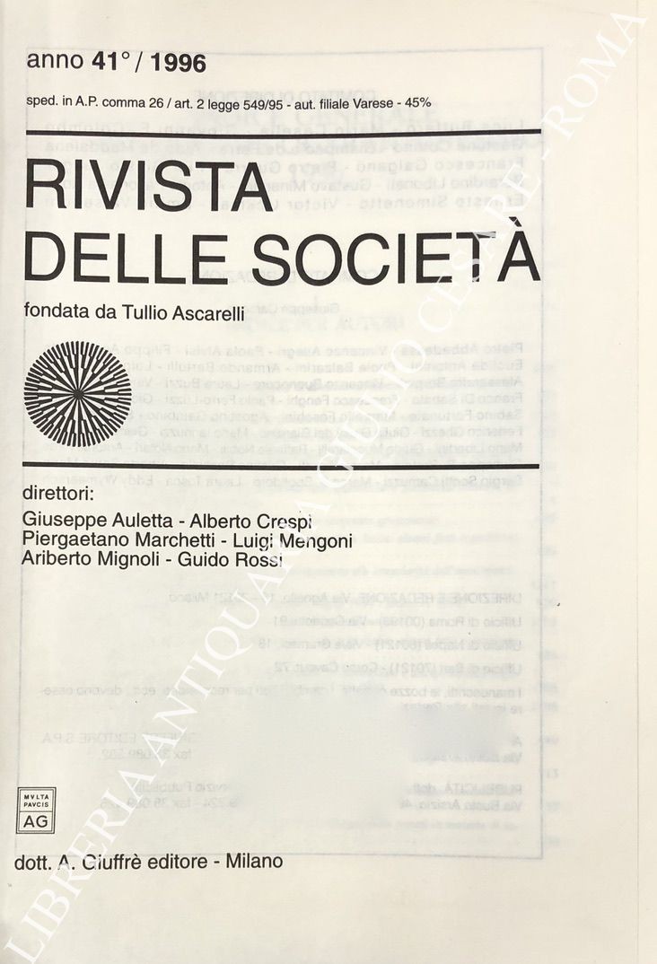 Rivista delle società. Fondata da Tullio Ascarelli. Anno 41° - 1996