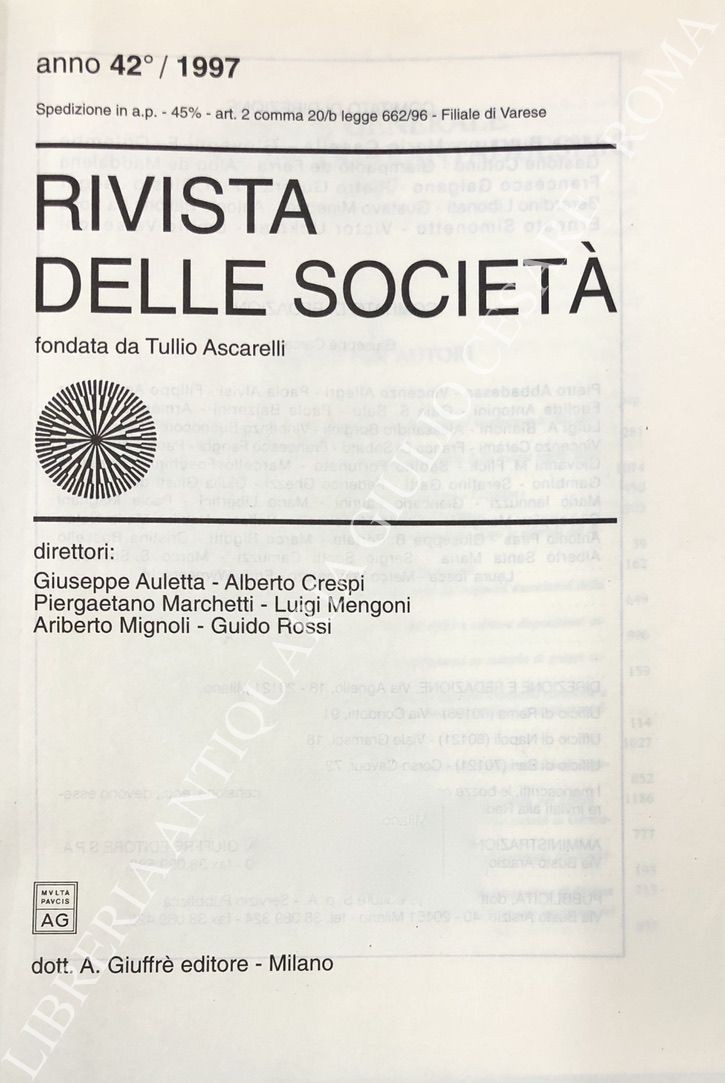 Rivista delle società. Fondata da Tullio Ascarelli. Anno 42° - 1997
