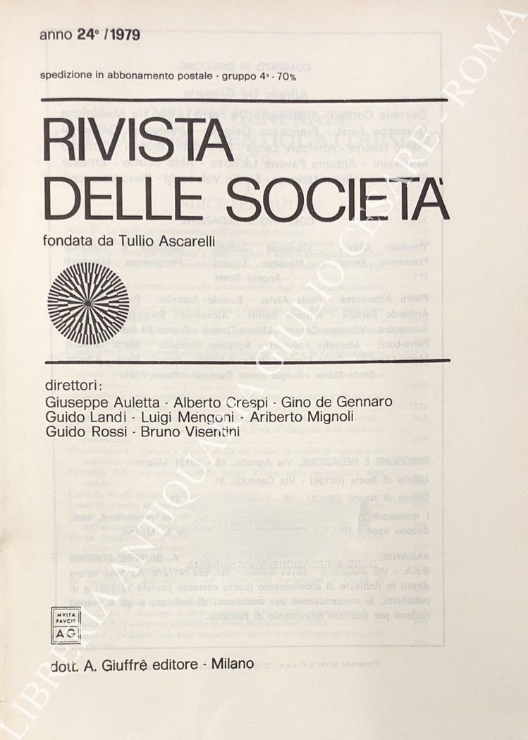 Rivista delle società. Fondata da Tullio Ascarelli. Anno 24° - 1979