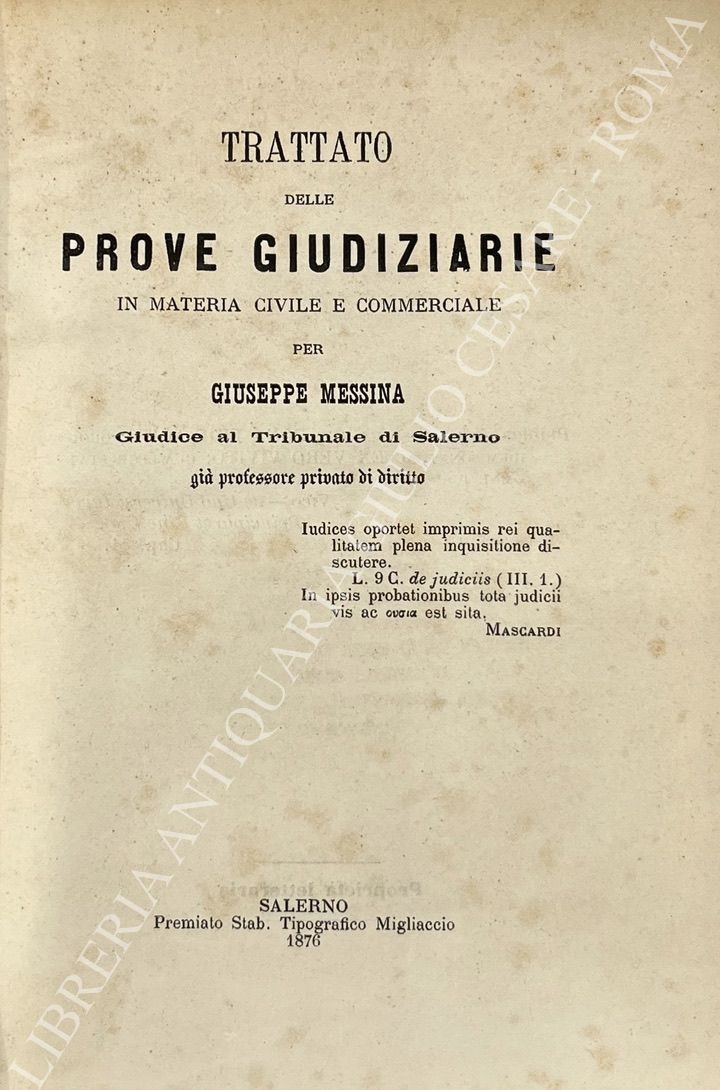 Trattato delle prove giudiziarie in materia civile