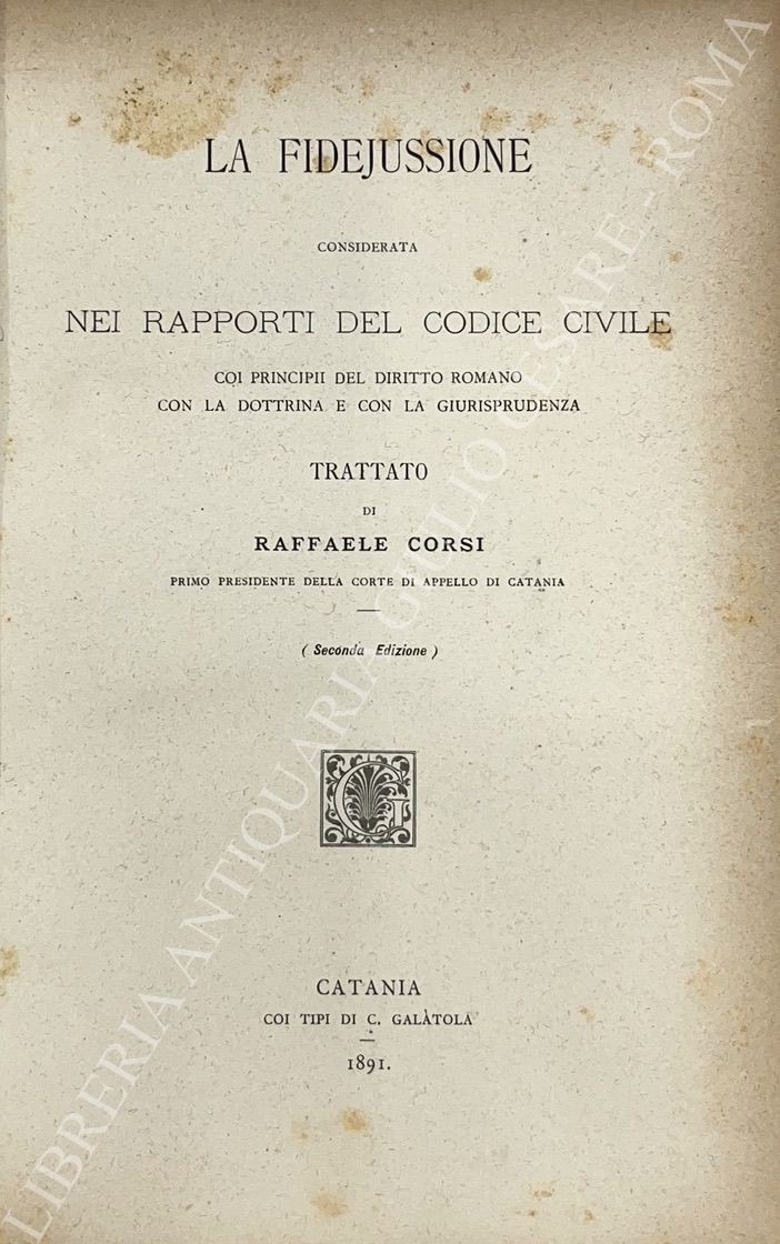 La fidejussione considerata nei rapporti del Codice