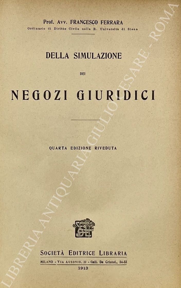 Della simulazione dei negozi giuridici