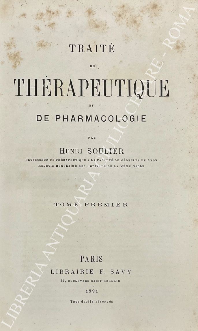 Traite de therapeutique et de pharmacologie