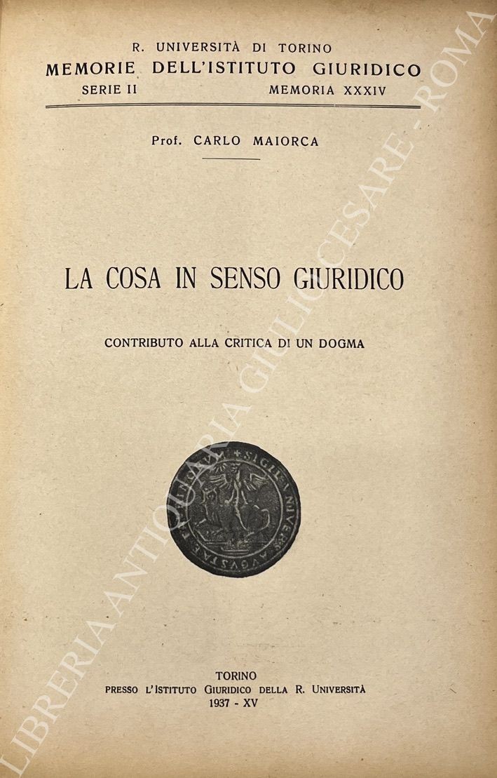 La cosa in senso giuridico