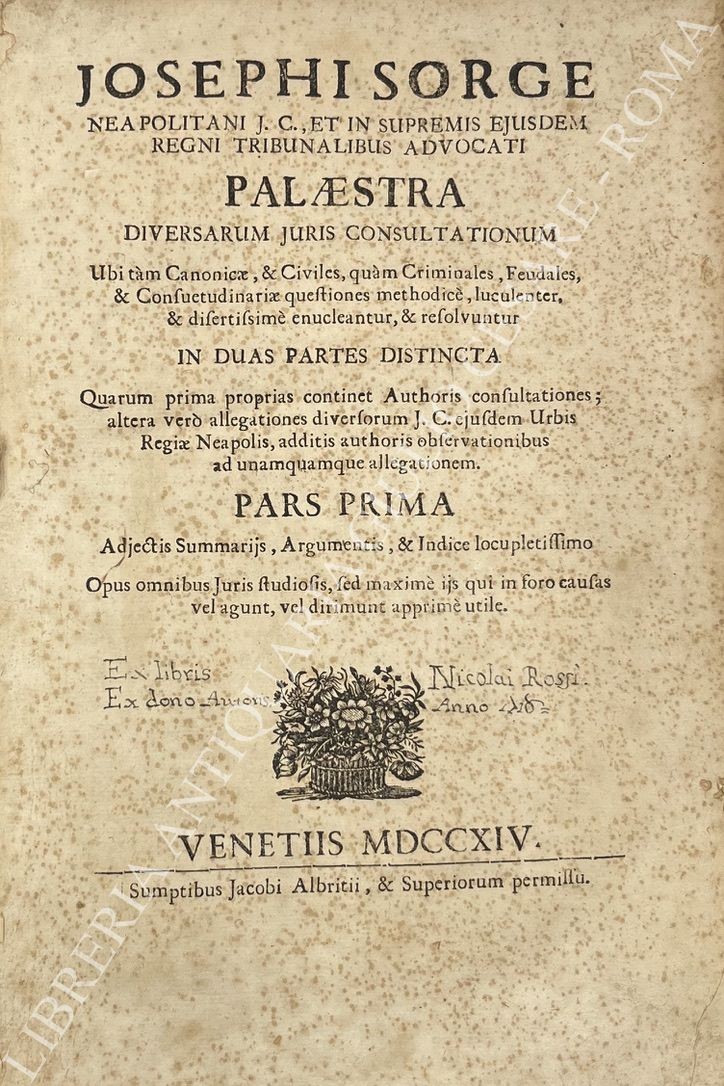 Josephi Sorge neapolitani J.C