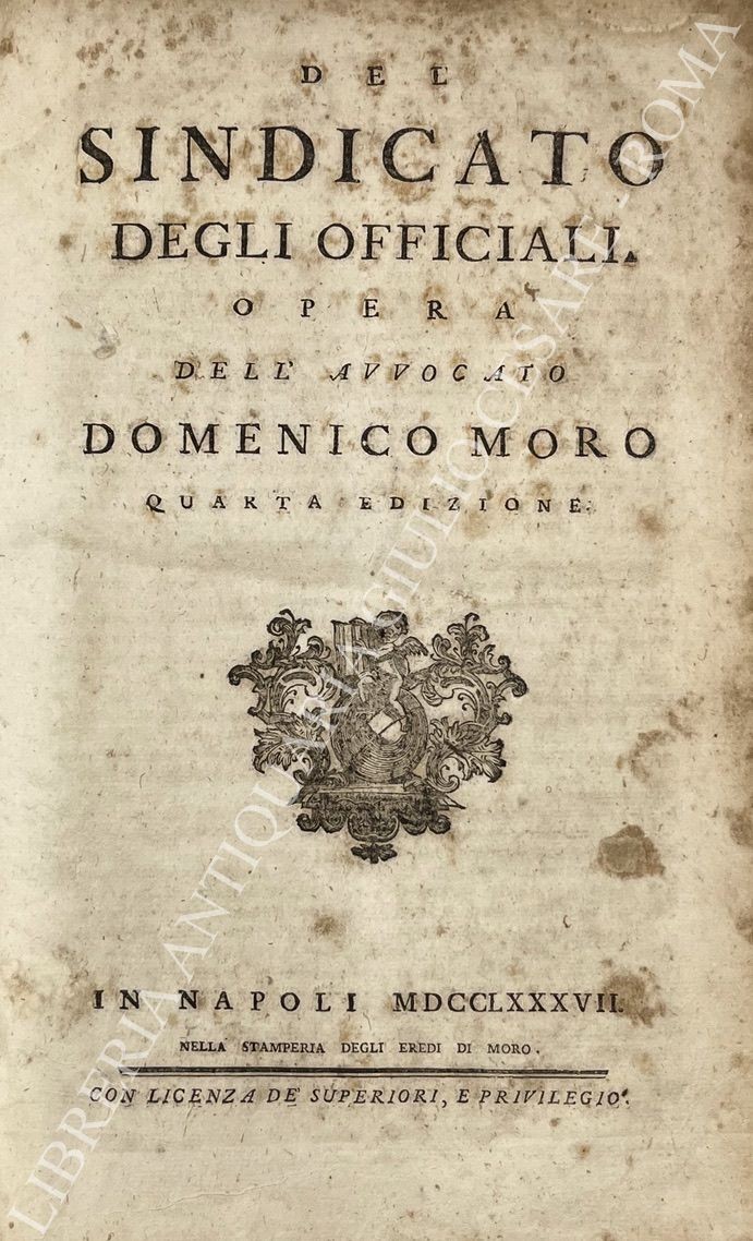 Del sindicato degli officiali. Opera dell'avvocato Domenico Moro
